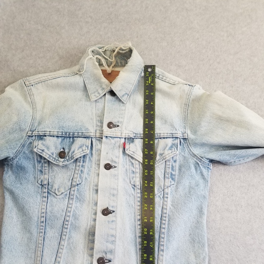 Vintage Levis Jacket Mens 36 Blue Trucker Type 3 Distressed Light Wash 70s - Picture 8 of 14